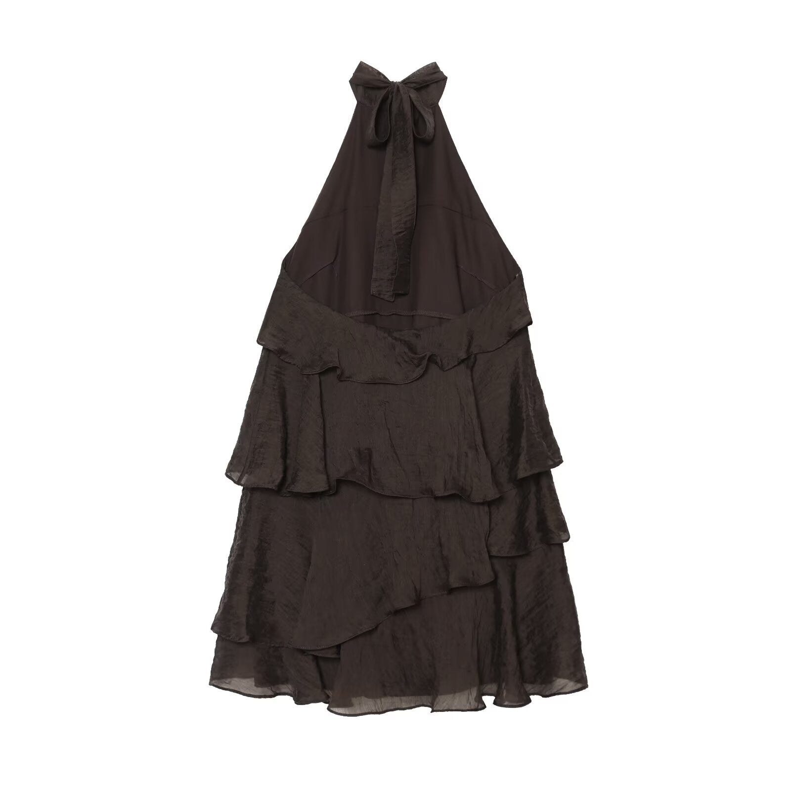 Women's layered decorative halter neck dress