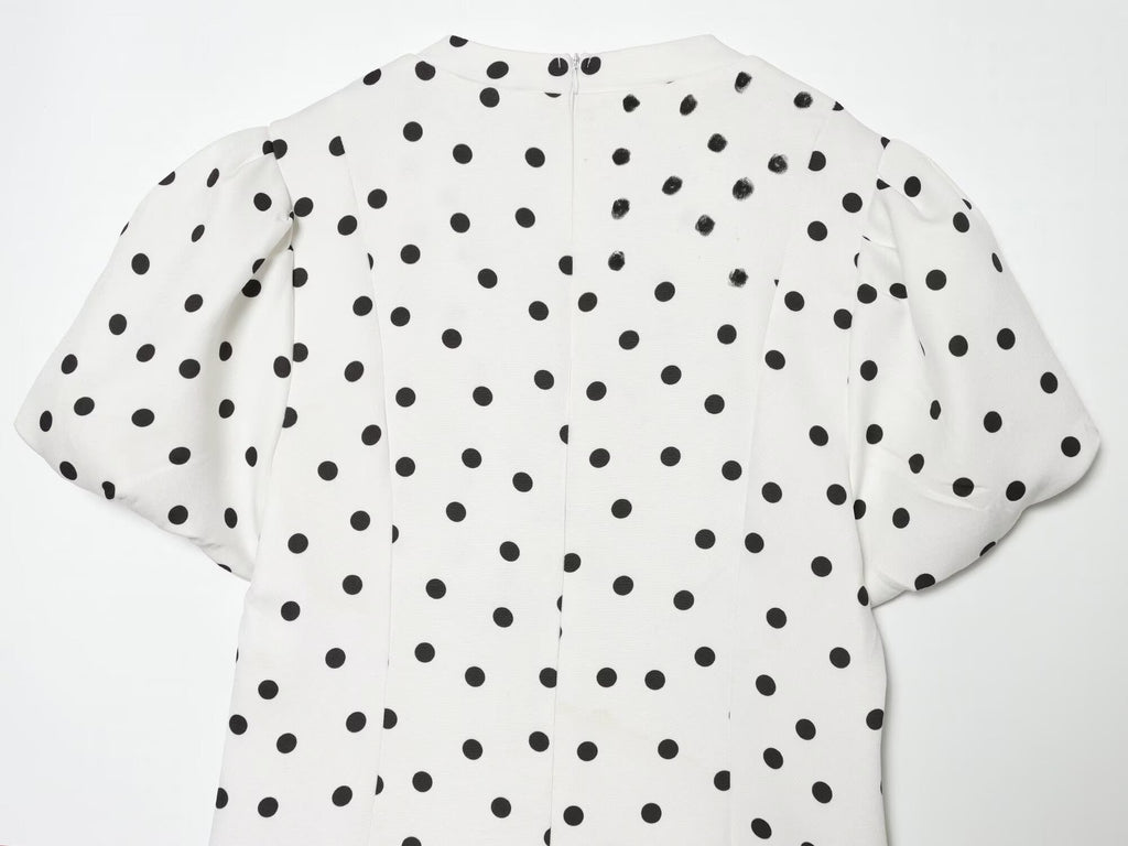 Women's bubble sleeve polka dot mini dress