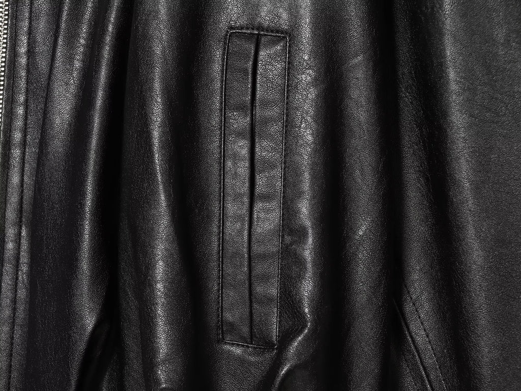 Women's Leather Effect Puff Sleeve Pilot Jacket Coat