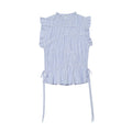 Women's lace up decorative elastic striped top