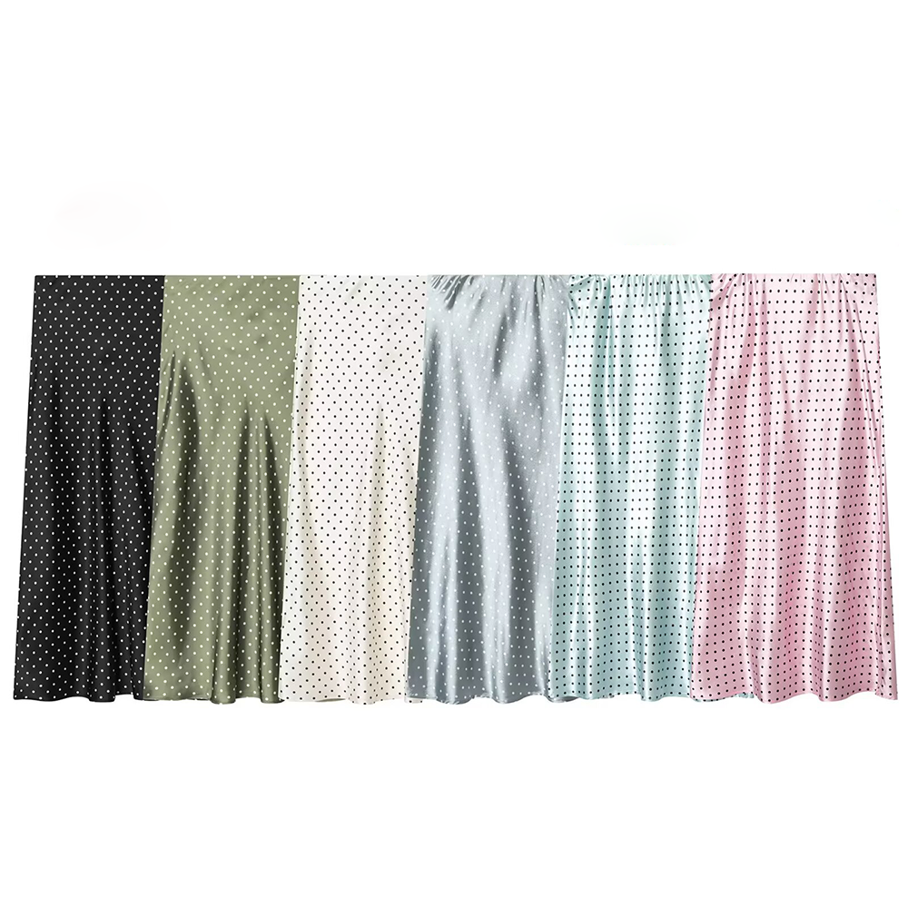 Women's polka dot satin texture MIDI skirt