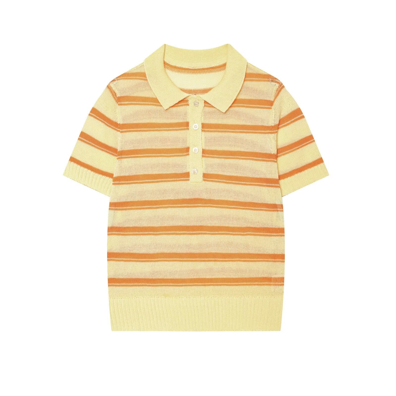Women's striped short-sleeved POLO shirt