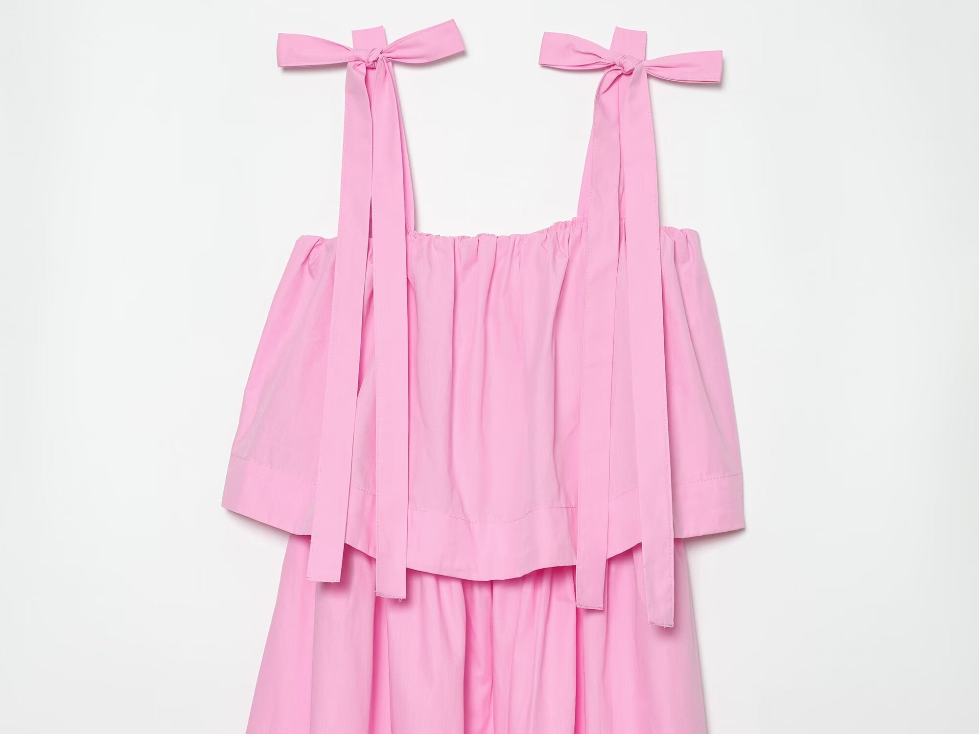 Women's bow decoration poplin MIDI dress