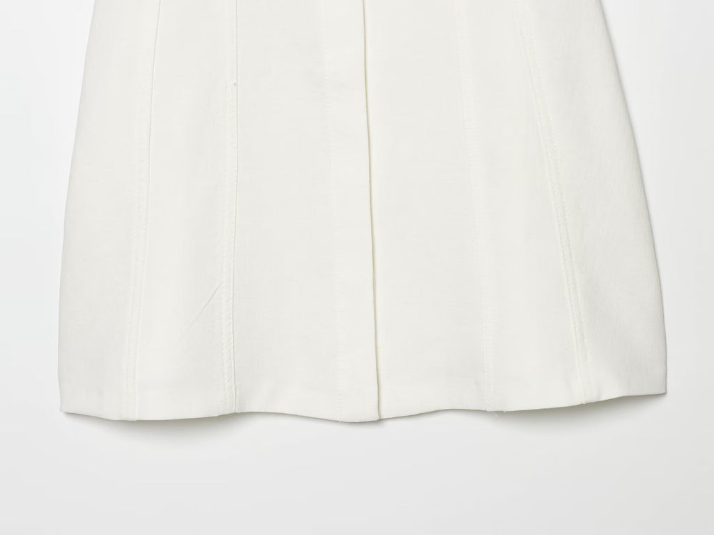 Women's button decoration bubble sleeve mini dress