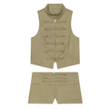 suit Women's 2 pieces buckle decoration short zipper vest+shorts