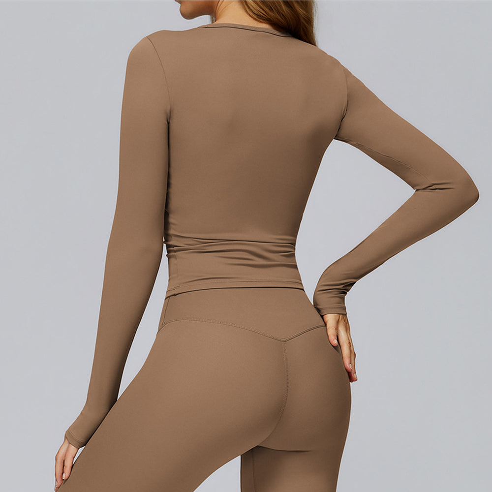 Women's new sanding yoga clothes running Pilates top