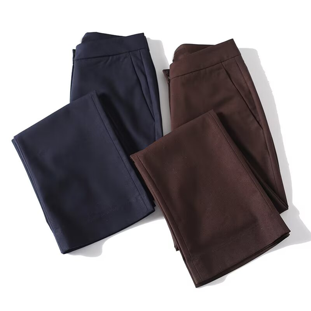 Women's slim versatile linen blend straight pants