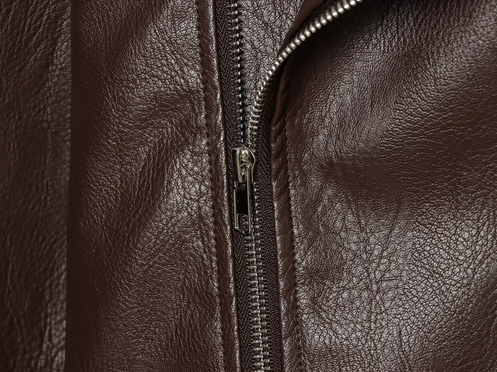 Women's With Belt short Faux Leather jacket Coat