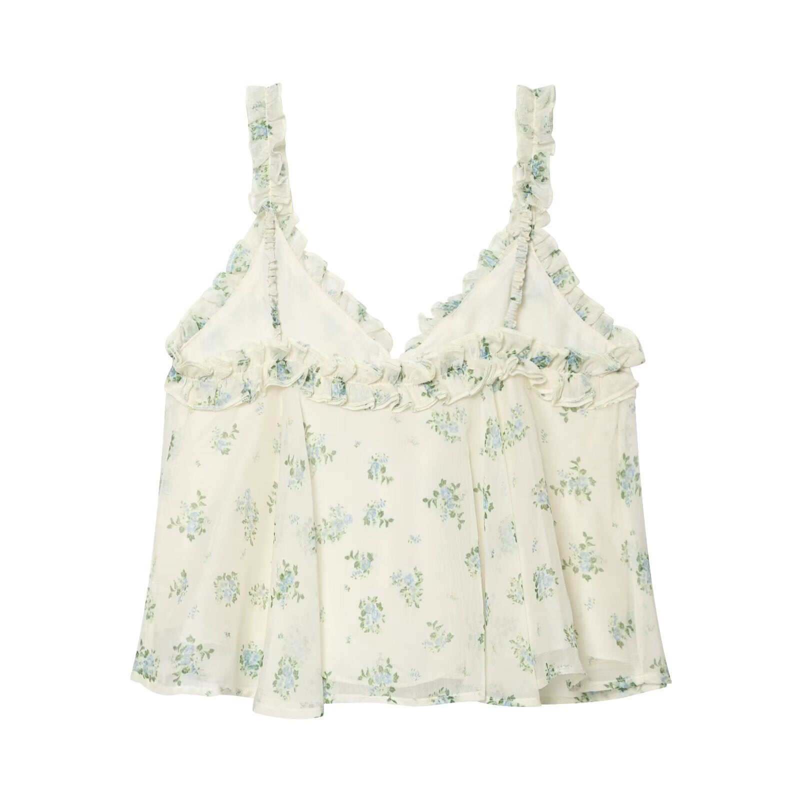 suit Women's 2 pieces chiffon floral A-line MIDI skirt+floral top