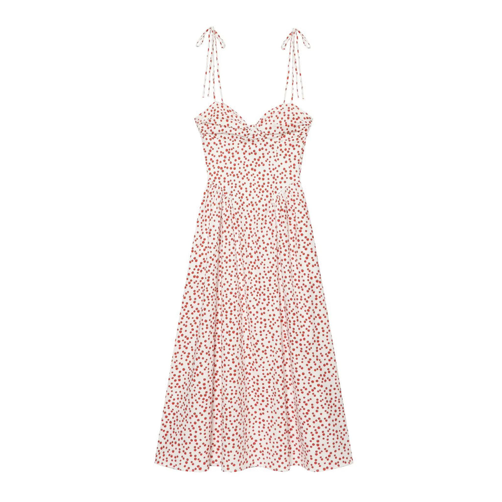 Women's printed poplin suspender dress