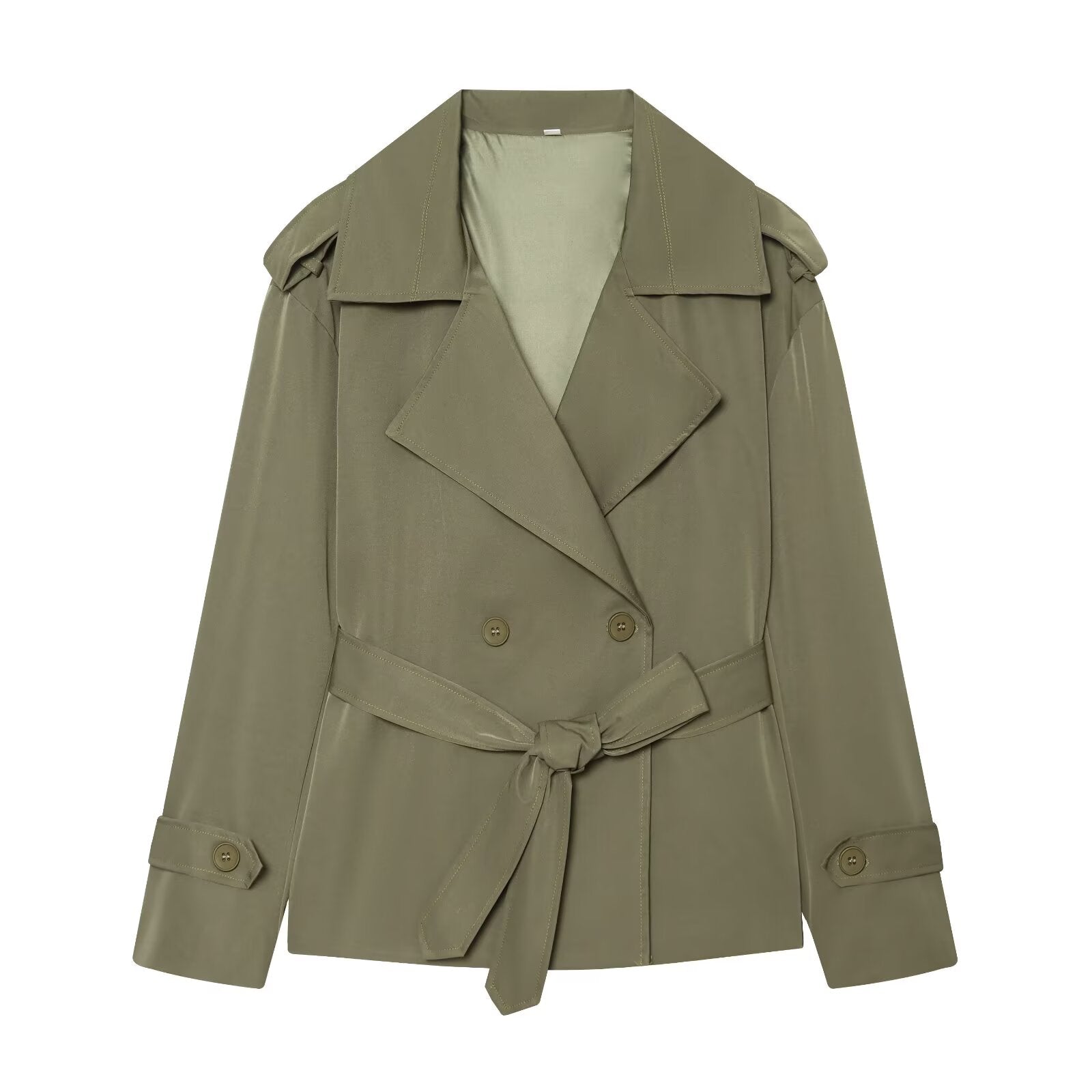 Women's with Belt short double breasted windbreaker Coat