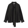 Women's scarf decoration casual satin textured shirt