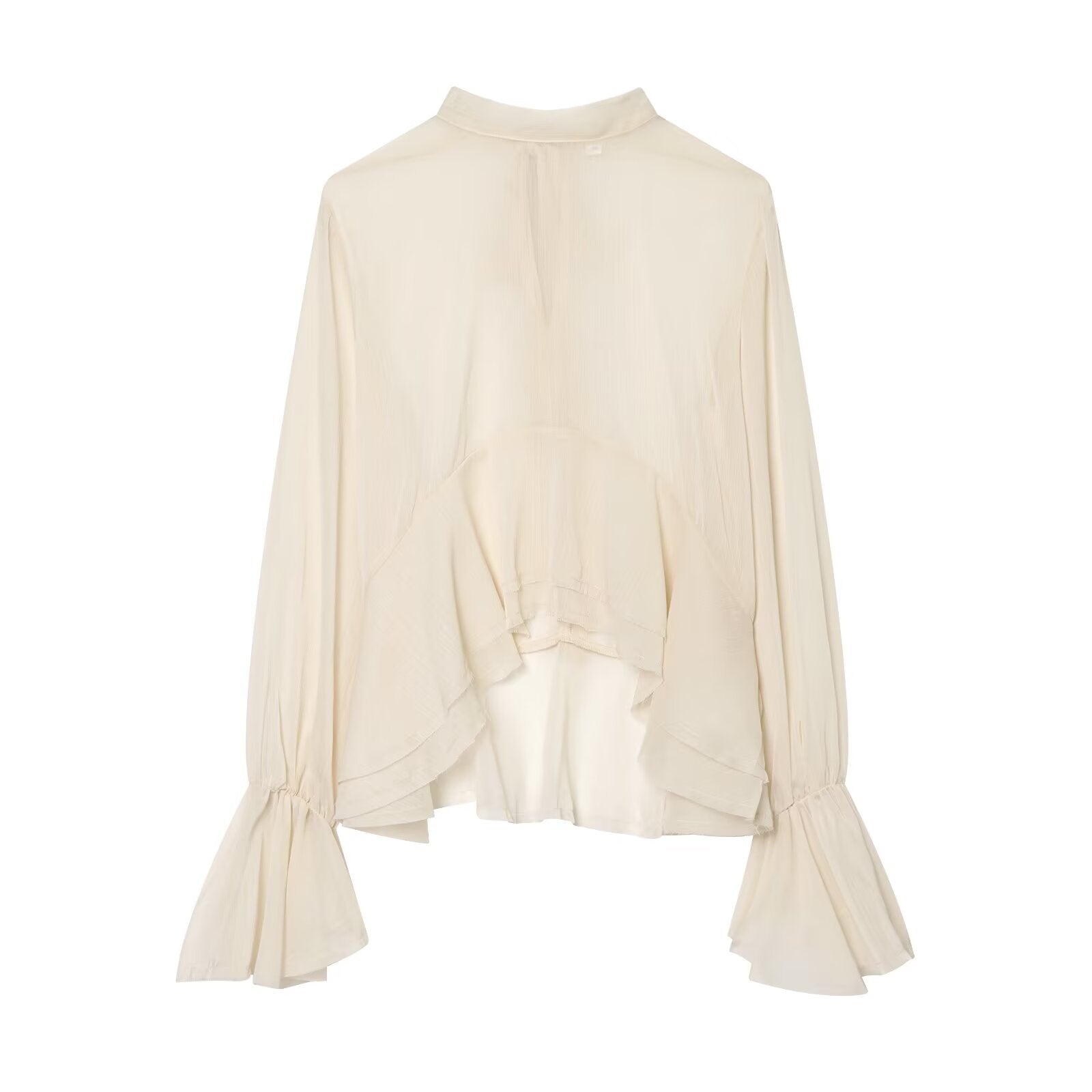 Women's layered decorative semi transparent top