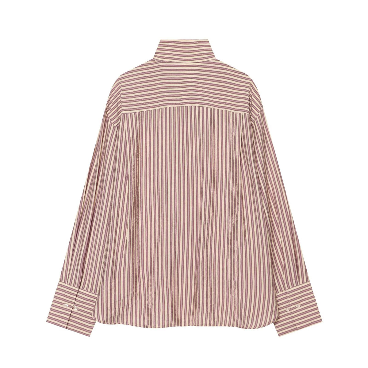 Women's loose stand collar striped shirt
