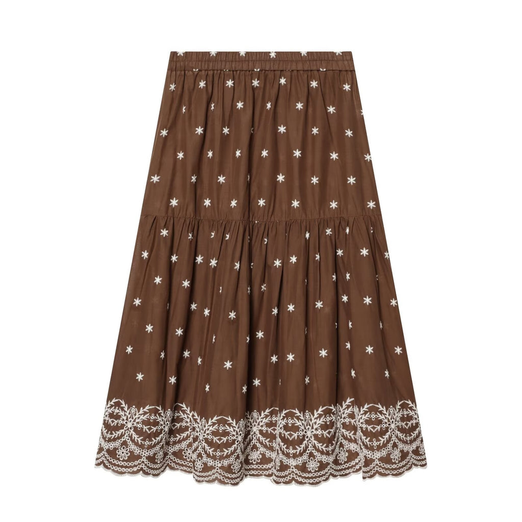 suit Women's 2 pieces hollowed out embroidered top+Skirts