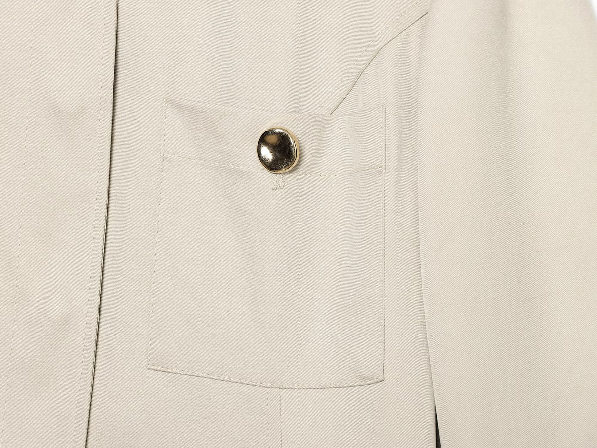 Women's pocket decoration slim stand collar jacket Coat