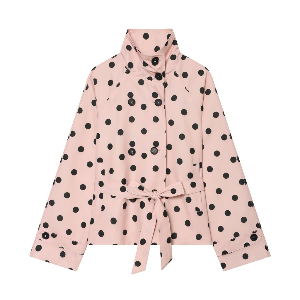 Women's standing collar polka dot windbreaker Coat