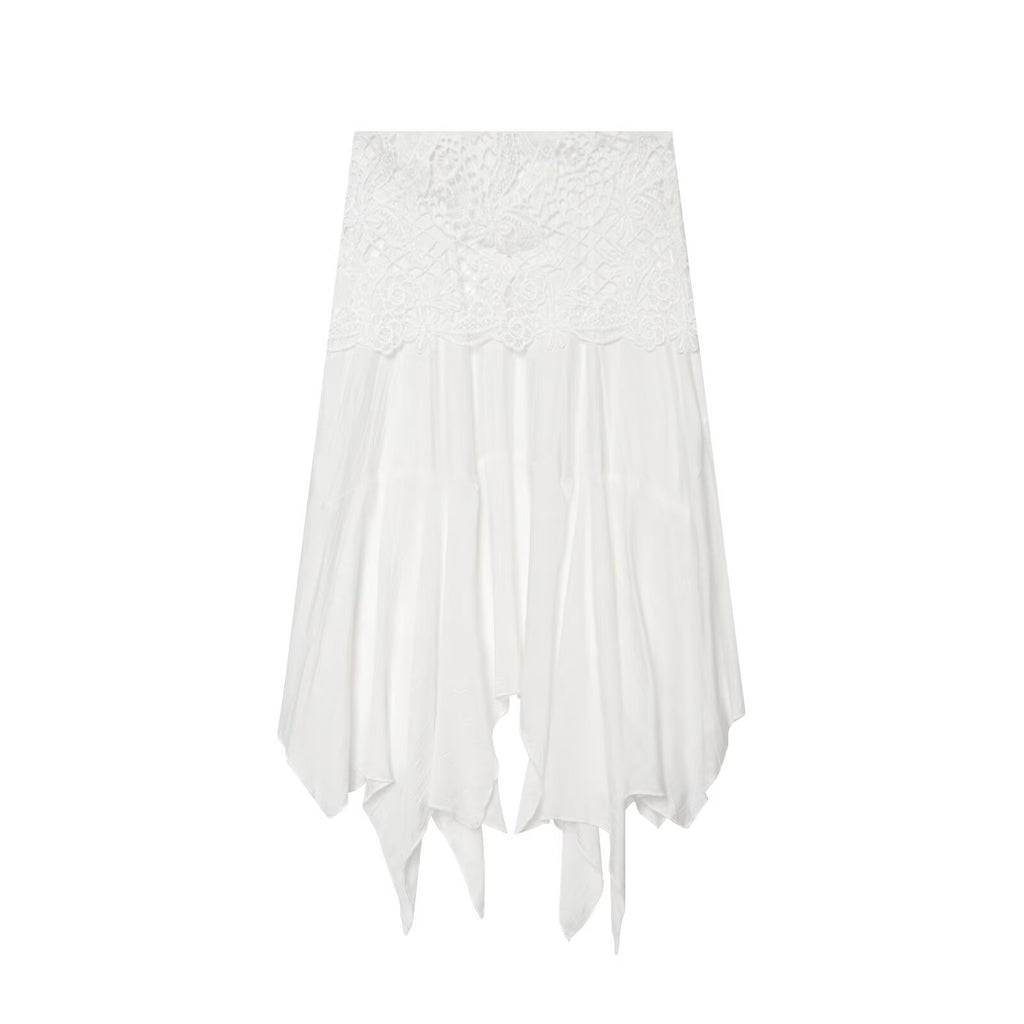 suit Women's 2 pieces embroidered asymmetrical MIDI skirt+top