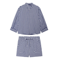suit Women's 2 pieces plaid button up shirt+shorts