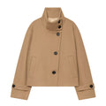 Women's standing collar short single breasted coat