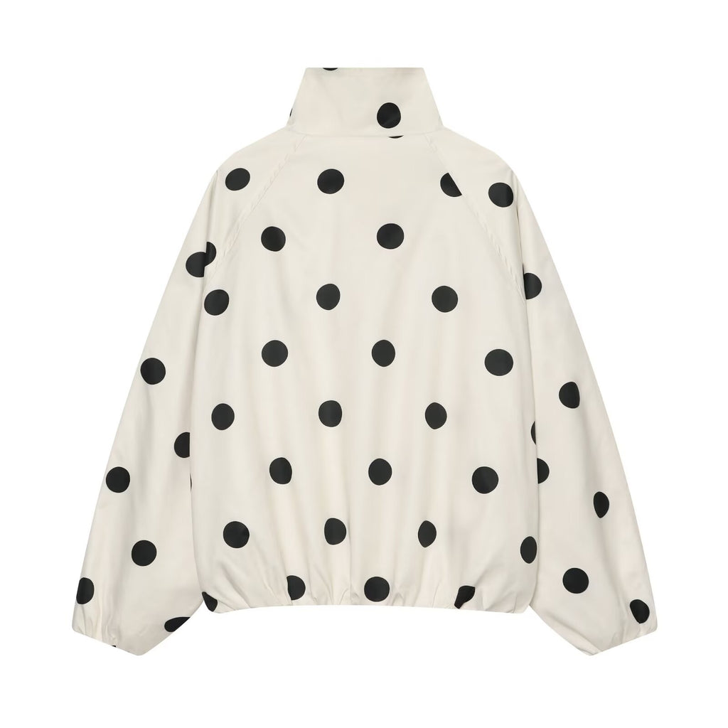 Women's standing collar polka dot pilot jacket Coat