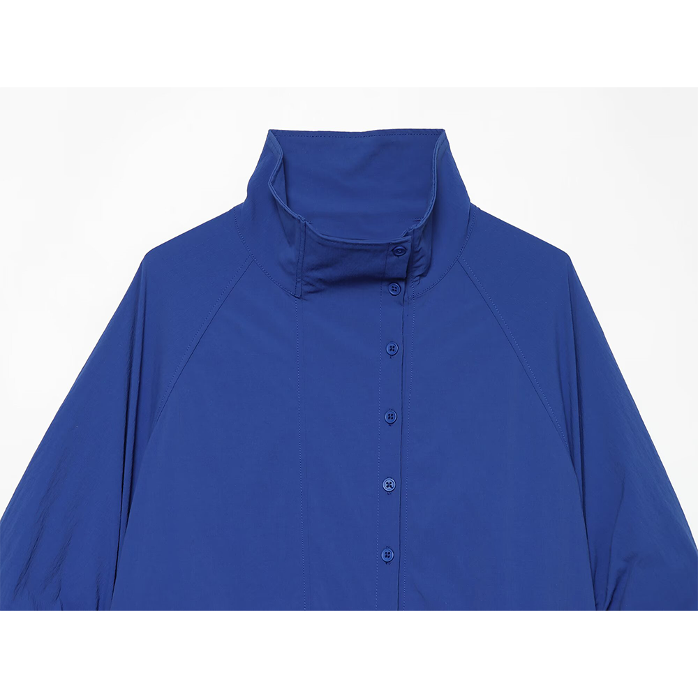 Women's pleated sleeve casual stand collar Coat