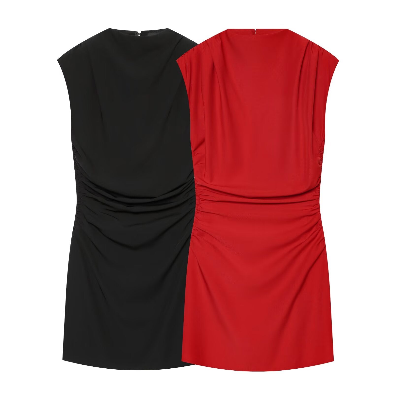 Women's with shoulder pads pleats mini dress