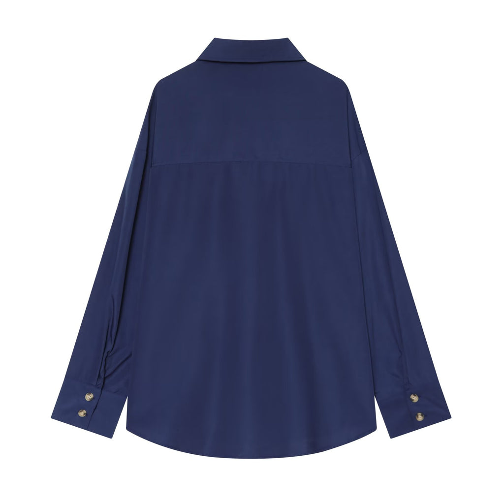 Women's loose striped high neck shirt