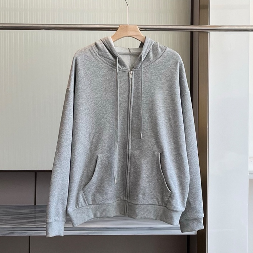 Women's new hooded sweater coat loose Joker zipper cardigan