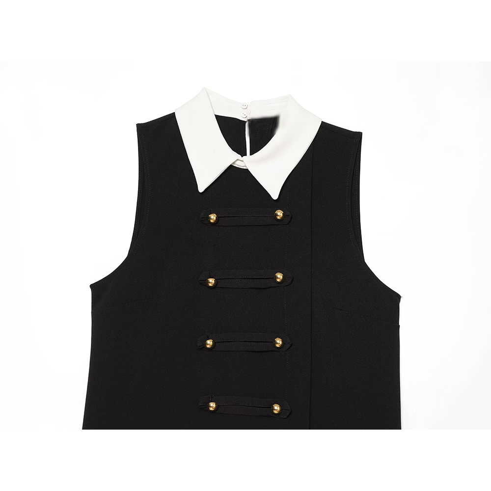 Women's rope knot buckle splicing lapel mini dress