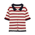Women's short sleeved striped knitted Coat
