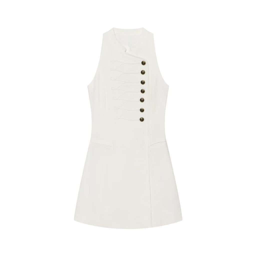 Women's rope knot buckle decoration sleeveless dress