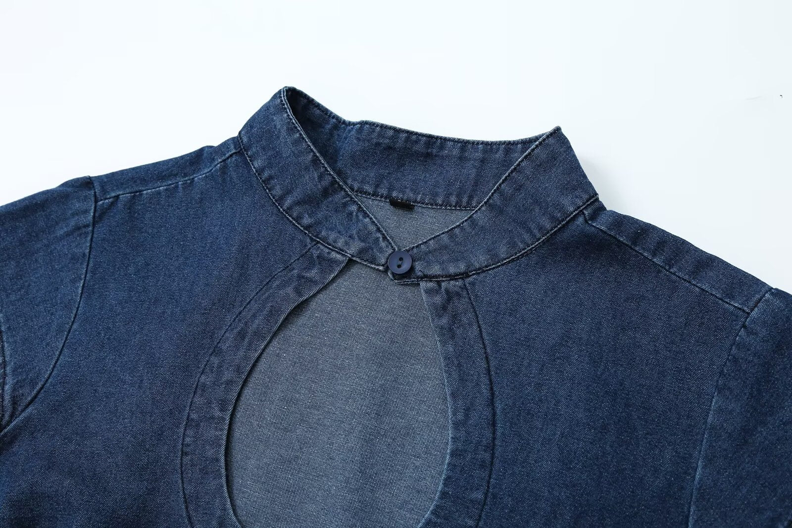 suit Women's 2 pieces denim effect breasted top+pleated jeans