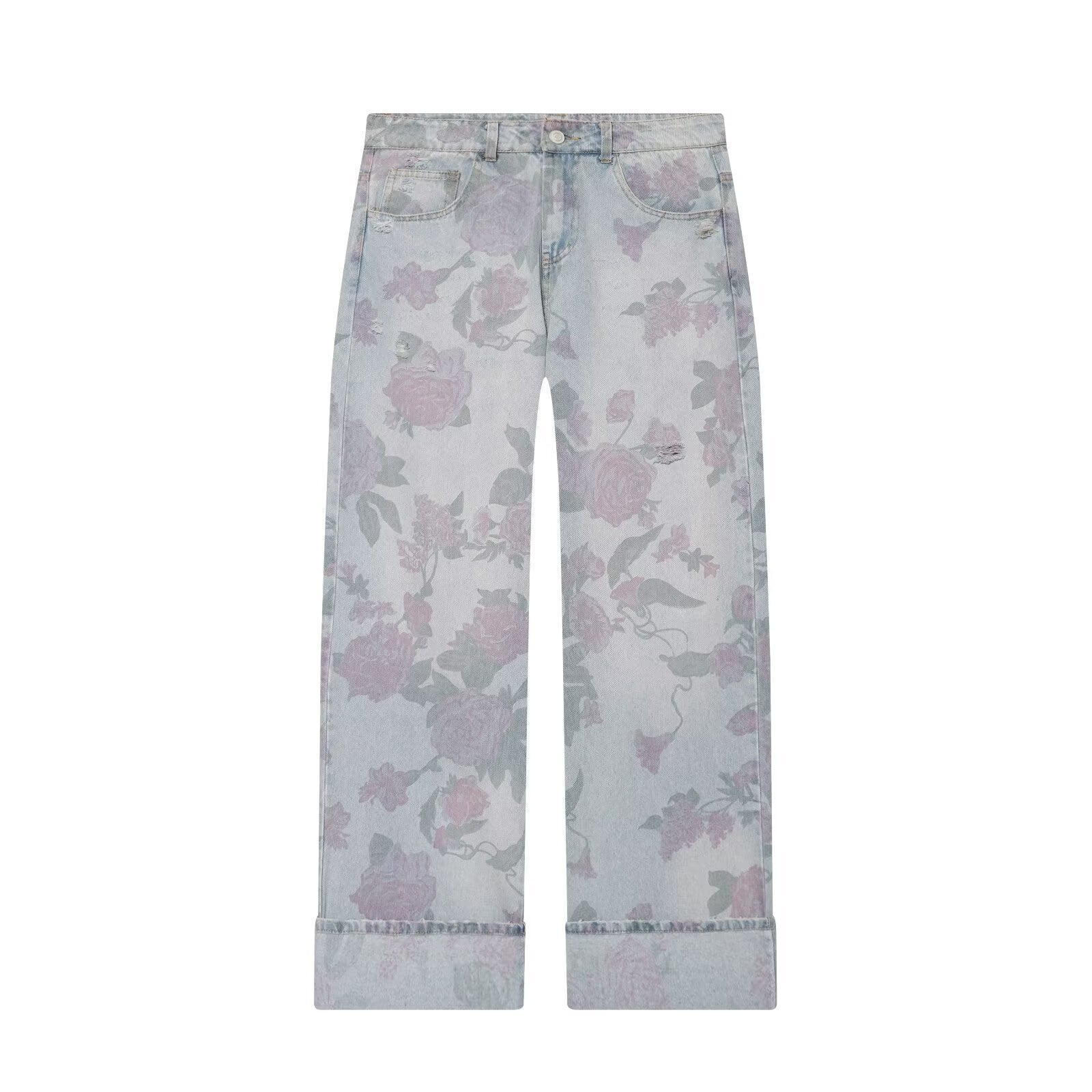 Women's printed low waisted loose jeans