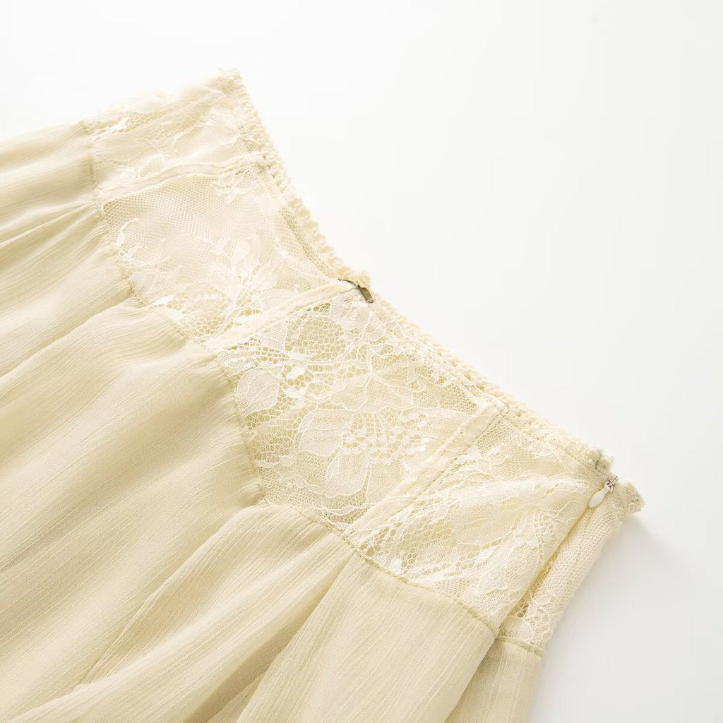 Women's casual lace patchwork MIDI skirt