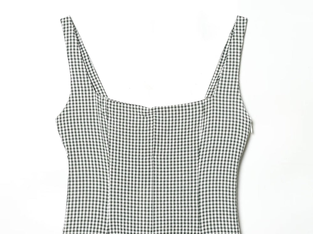 Women's sleeveless plaid MIDI dress