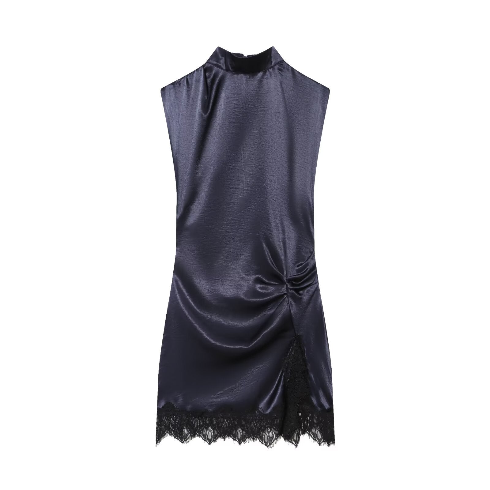 Women's satin textured sleeveless lace dress