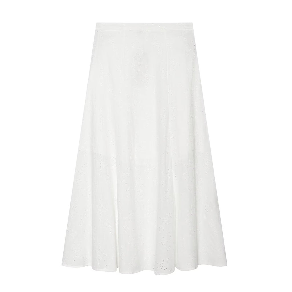 suit Women's 2 pieces pleated hollowed out embroidered top+Skirts