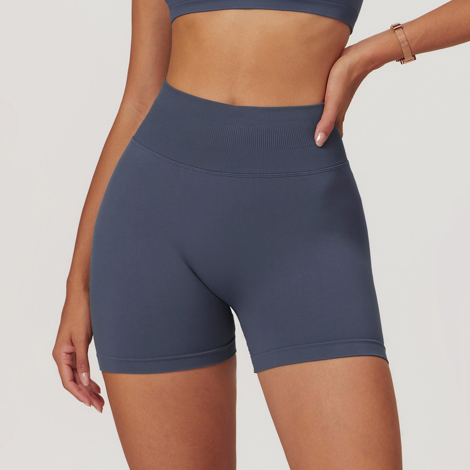 Women's New Fashion Seamless Yoga Breathable Sports Vest Seamless High Waist Yoga Shorts