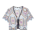 Women's hollowed out embroidered short top