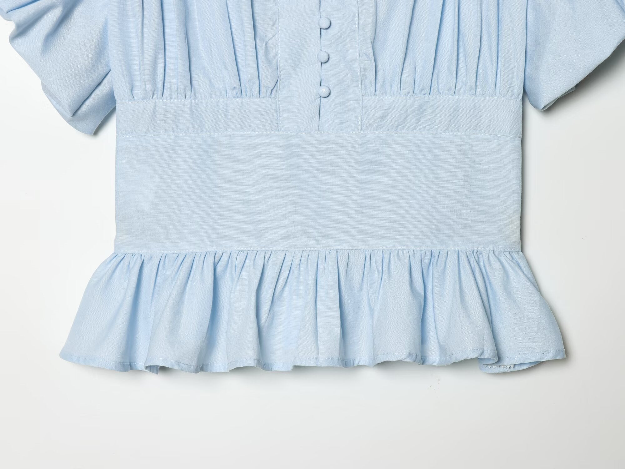 Women's bubble sleeve pleated decorative shirt