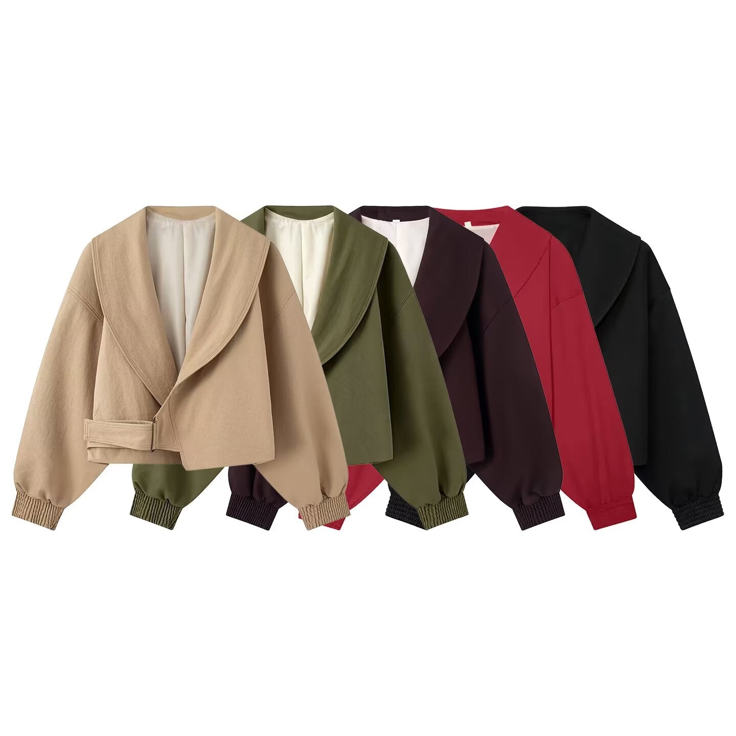 Women's long sleeved lapel short Coat