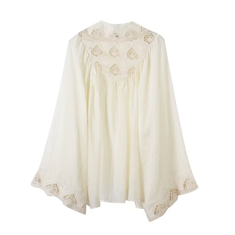 Women's casual hollow embroidery cover shirt
