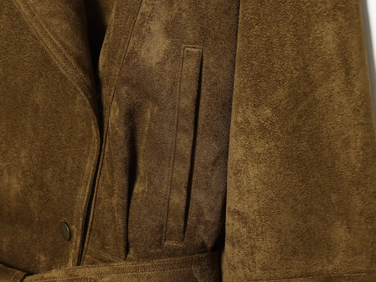 Women's long sleeved Lapel suede textured jacket Coat