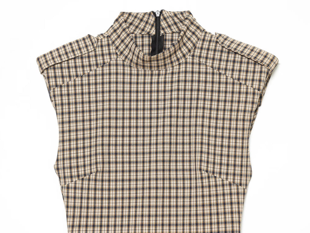 Women's slim plaid strap short jumpsuit