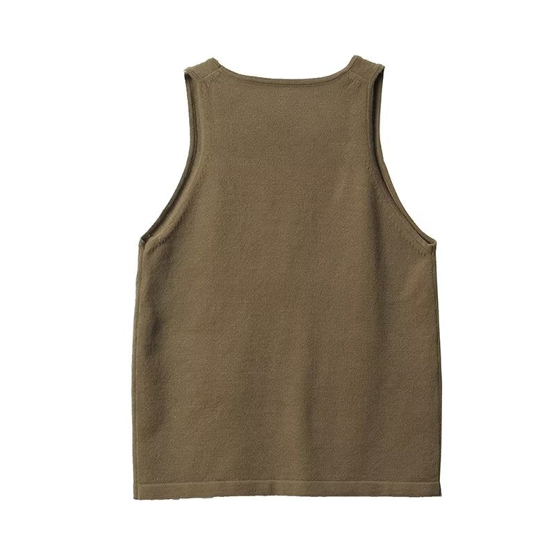 Women's soft textured round neck versatile knitted vest