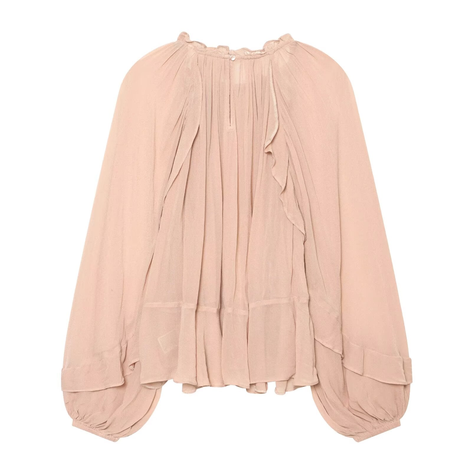 Women's lantern sleeve pleated top