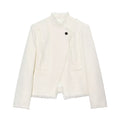 Women's Hairy edge decorative stand collar Blazer Coat