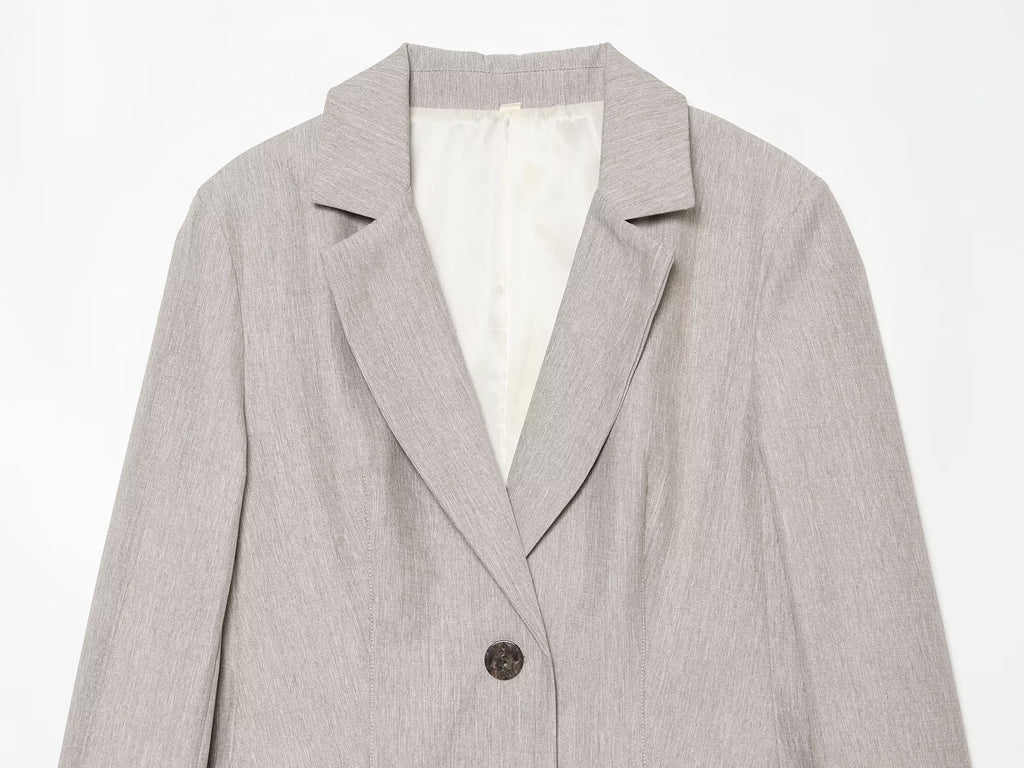 set woman 2 pieces casual linen blend pleated Blazer Coat +Pants