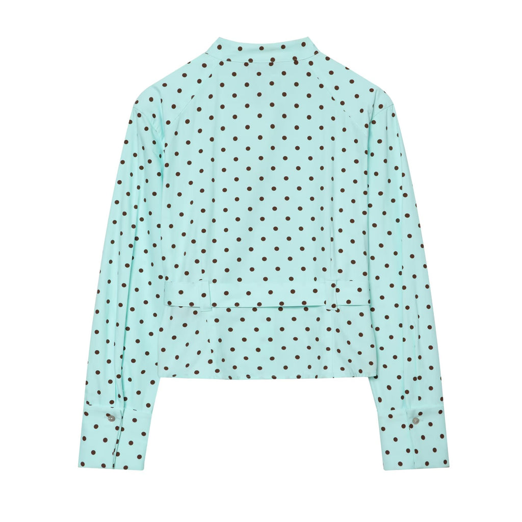 suit Women's 2 pieces polka dot pocket mini shorts+shirt style Coat